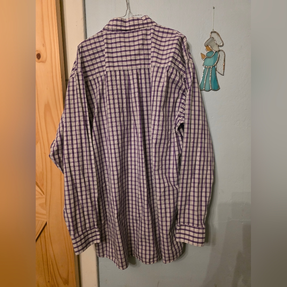 Wrangler Men's Purple and White Checkered Shirt Sz 3xlT - Picture 5 of 5
